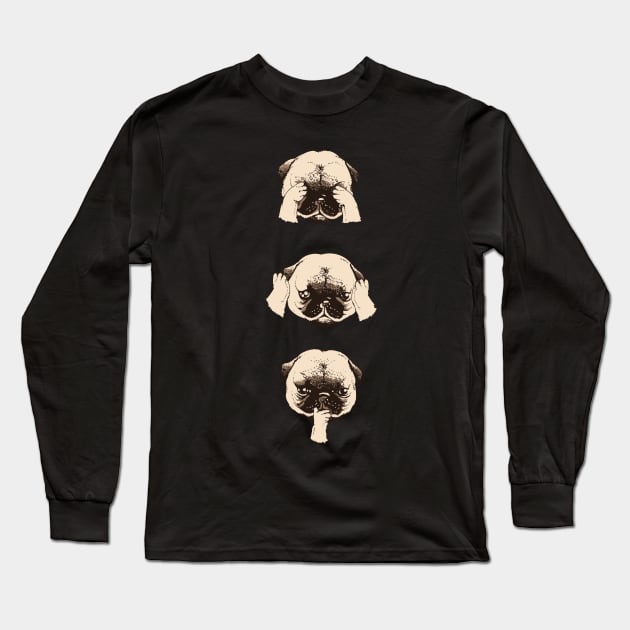 No Evil Pugs Long Sleeve T-Shirt by huebucket